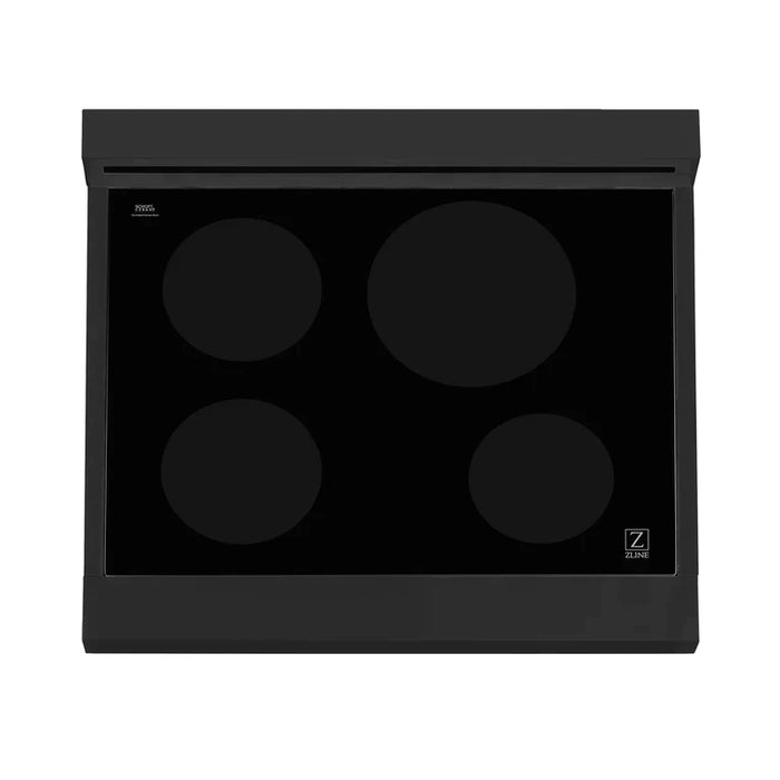 ZLINE 30 Inch 4.0 cu. ft. Induction Range with Electric Oven in Black Stainless Steel