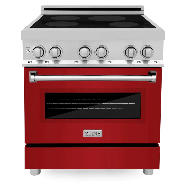 ZLINE 30 Inch 4.0 cu. ft. Induction Range with a 4 Element Stove and Electric Oven in Red Gloss