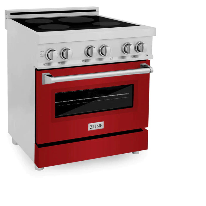 ZLINE 30 Inch 4.0 cu. ft. Induction Range with a 4 Element Stove and Electric Oven in Red Gloss