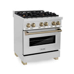 ZLINE 30 Inch Autograph Edition Dual Fuel Range in Stainless Steel with Champagne Bronze Accents3