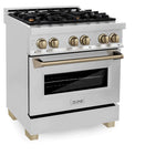 ZLINE 30 Inch Autograph Edition Dual Fuel Range in Stainless Steel with Champagne Bronze Accents5