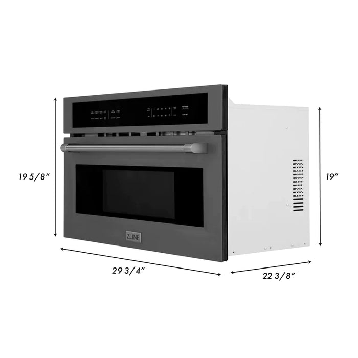 ZLINE 30 In. 1.6 cu ft. Built-in Convection Microwave Oven in Black Stainless Steel with Speed and Sensor Cooking
