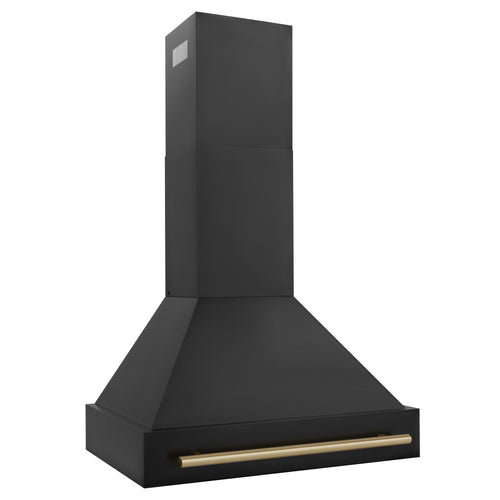 ZLINE 30 in. Autograph Edition in Black Stainless Steel Range Hood with Champagne Bronze Handle, BS655Z-30-CB 1