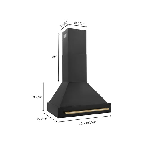 ZLINE 30 in. Autograph Edition in Black Stainless Steel Range Hood with Champagne Bronze Handle, BS655Z-30-CB 6