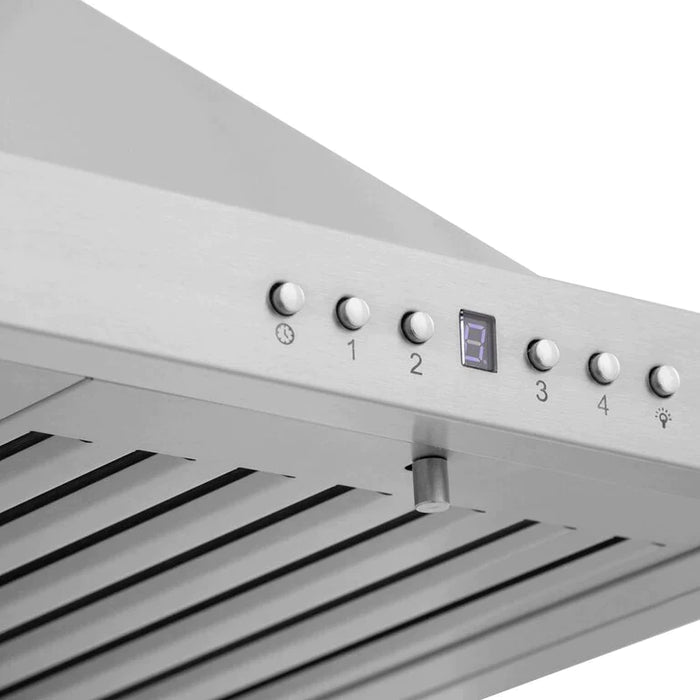 ZLINE Kitchen Package with Stainless Steel Dual Fuel Range, Convertible Vent Range Hood and 24" Microwave Oven
