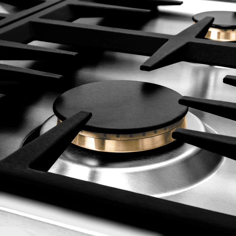 ZLINE 30 in. Dropin Cooktop with 4 Gas Brass Burners 7