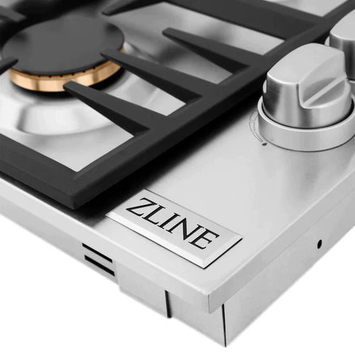ZLINE 30 in. Dropin Cooktop with 4 Gas Brass Burners 9
