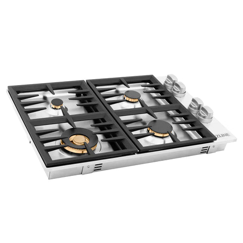 ZLINE 30 in. Dropin Cooktop with 4 Gas Brass Burners 11