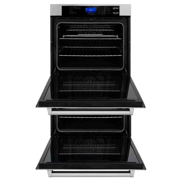 ZLINE Kitchen Package with Water and Ice Dispenser Refrigerator, 36" Rangetop, 36" Range Hood and 30" Double Wall Oven