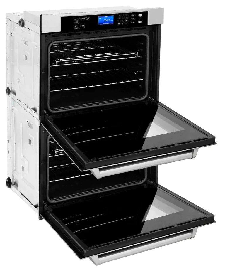 ZLINE Kitchen Package with Refrigeration, 30" Stainless Steel Rangetop, 30" Range Hood, 30" Double Wall Oven and 24" Tall Tub Dishwasher
