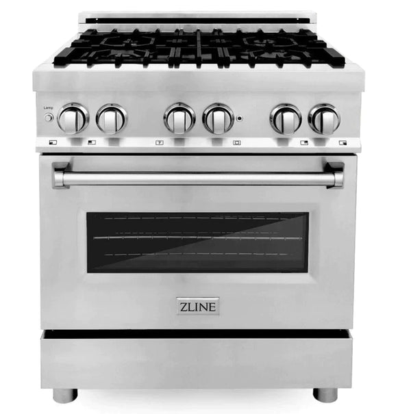ZLINE Kitchen Package with Stainless Steel Dual Fuel Range, Convertible Vent Range Hood and 24" Microwave Oven 2