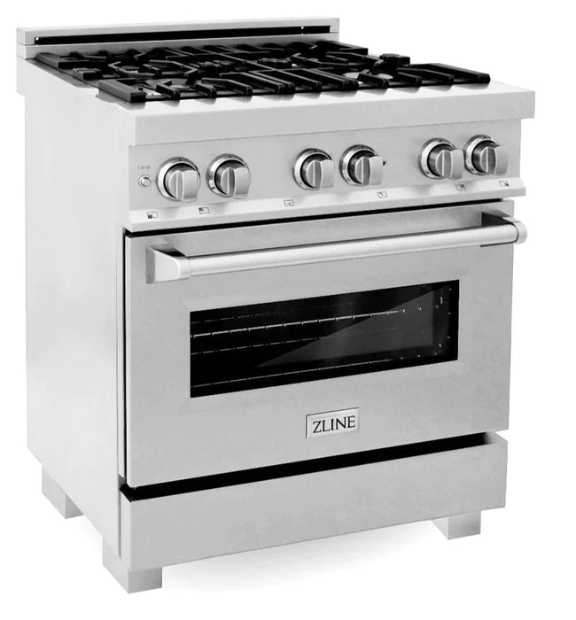 ZLINE Appliance Package - 30 In. Dual Fuel Range and Over the Range Microwave in DuraSnow® Stainless Steel