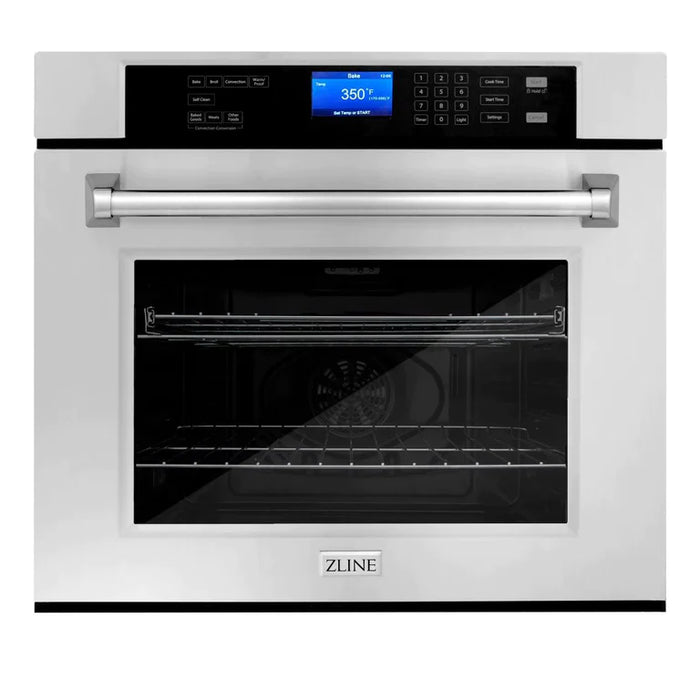 ZLINE Kitchen Package with Water and Ice Dispenser Refrigerator, Rangetop, 30" Microwave Oven and 30" Single Wall Oven