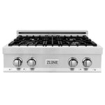 ZLINE Kitchen Package with Refrigeration, 30" Stainless Steel Rangetop, 30" Range Hood, 30" Double Wall Oven and 24" Tall Tub Dishwasher 1
