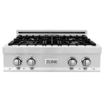 ZLINE Kitchen Package with Water and Ice Dispenser Refrigerator, 30" Rangetop, 30" Range Hood and 30" Single Wall Oven1