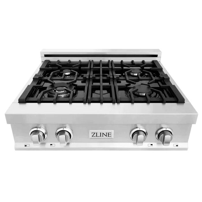 ZLINE Kitchen Package with Refrigeration, 30" Stainless Steel Rangetop, 30" Range Hood, 30" Single Wall Oven and 24" Tall Tub Dishwasher
