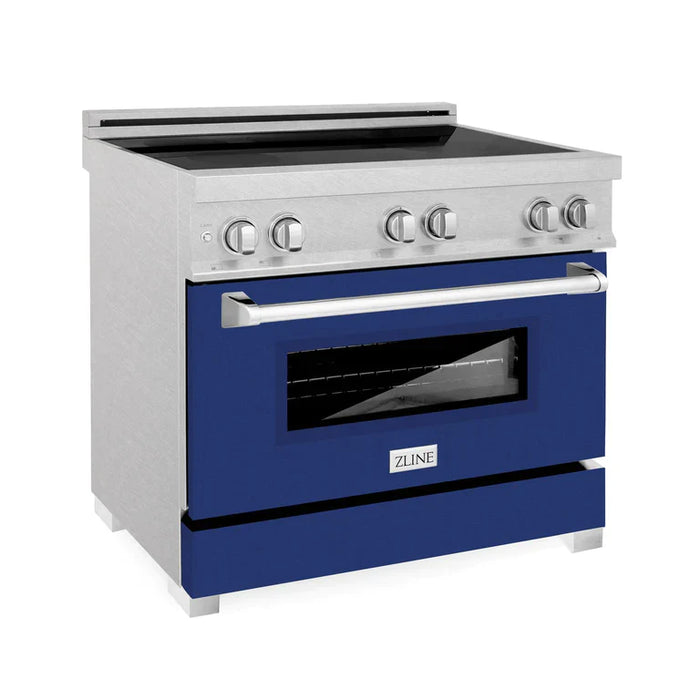 ZLINE 36 In. 4.6 cu. ft. Induction Range with a 4 Element Stove and Electric Oven in Blue Gloss