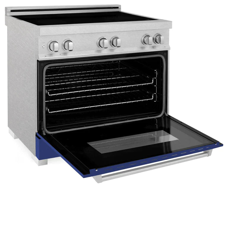 ZLINE 36 In. 4.6 cu. ft. Induction Range with a 4 Element Stove and Electric Oven in Blue Matte