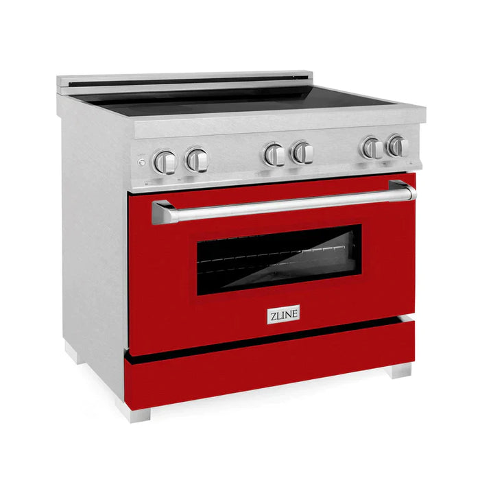 ZLINE 36 In. 4.6 cu. ft. Induction Range with a 4 Element Stove and Electric Oven in Red Gloss