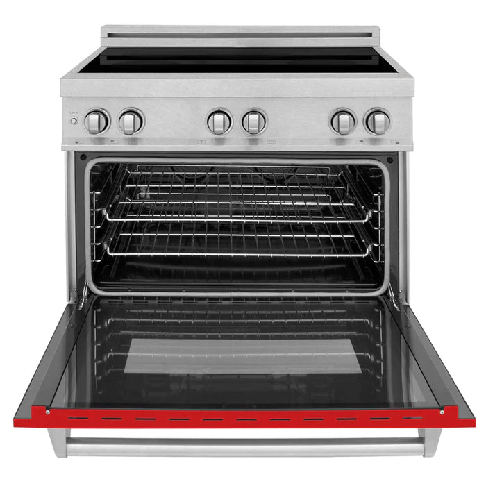 ZLINE 36 In. 4.6 cu. ft. Induction Range with a 4 Element Stove and Electric Oven in Red Matte