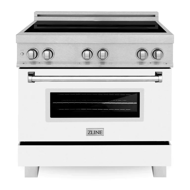 ZLINE 36 In. 4.6 cu. ft. Induction Range with a 4 Element Stove and Electric Oven in White Matte