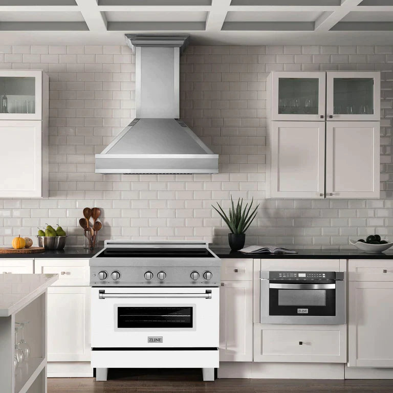 ZLINE 36 In. 4.6 cu. ft. Induction Range with a 4 Element Stove and Electric Oven in White Matte