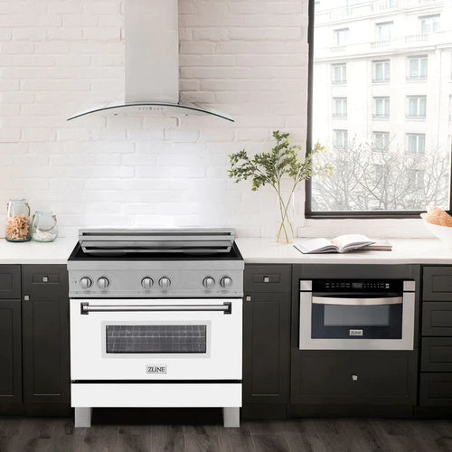 ZLINE 36 In. 4.6 cu. ft. Induction Range with a 4 Element Stove and Electric Oven in White Matte 1