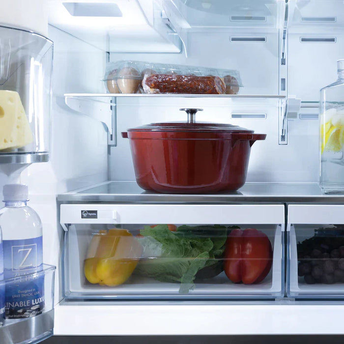 ZLINE Kitchen Package with Water and Ice Dispenser Refrigerator, 60" Dual Fuel Range, 60" Range Hood, Microwave Drawer, and 24" Tall Tub Dishwasher