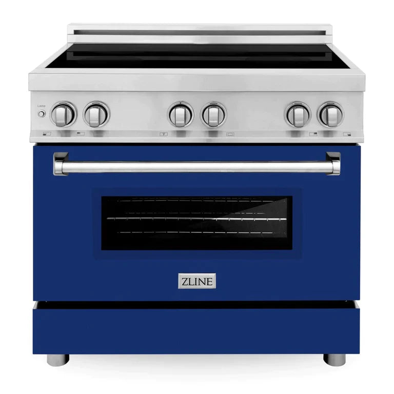ZLINE 36 Inch Induction Range with a 4 Element Stove and Electric Oven in Blue Gloss