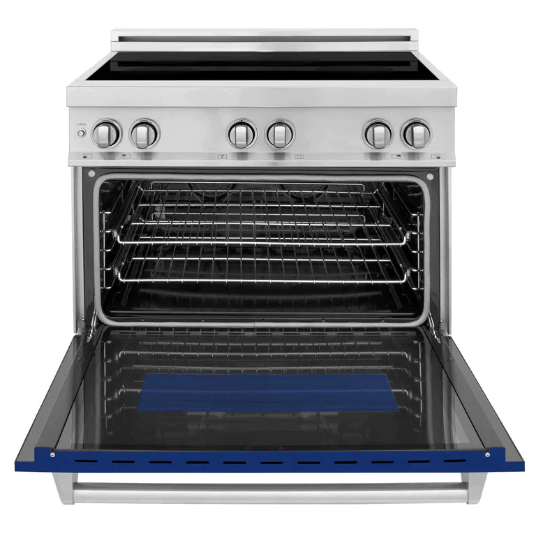 ZLINE 36 Inch Induction Range with a 4 Element Stove and Electric Oven in Blue Gloss