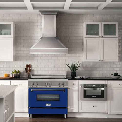 ZLINE 36 Inch Induction Range with a 4 Element Stove and Electric Oven in Blue Gloss 1