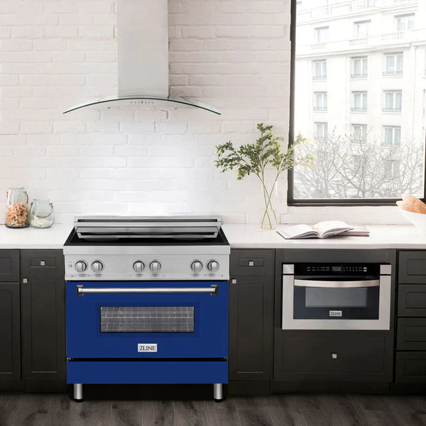 ZLINE 36 Inch Induction Range with a 4 Element Stove and Electric Oven in Blue Gloss 2