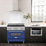ZLINE 36 Inch Induction Range with a 4 Element Stove and Electric Oven in Blue Matte 2