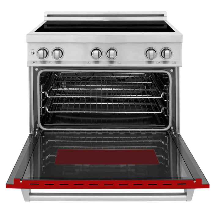 ZLINE 36 Inch 4.6 cu. ft. Induction Range with a 4 Element Stove and Electric Oven in Red Gloss