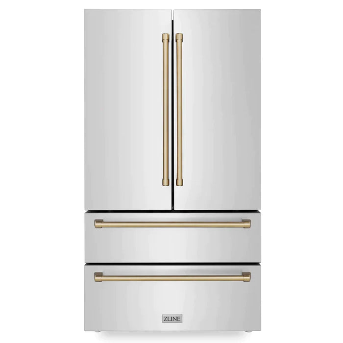ZLINE 48" Autograph Edition Kitchen Package with Stainless Steel Gas Range, Range Hood, Dishwasher and Refrigeration with Accents