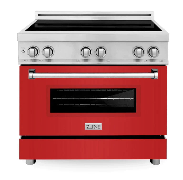 ZLINE 36 Inches 4.6 cu. ft. Induction Range with a 4 Element Stove and Electric Oven in Red Matte