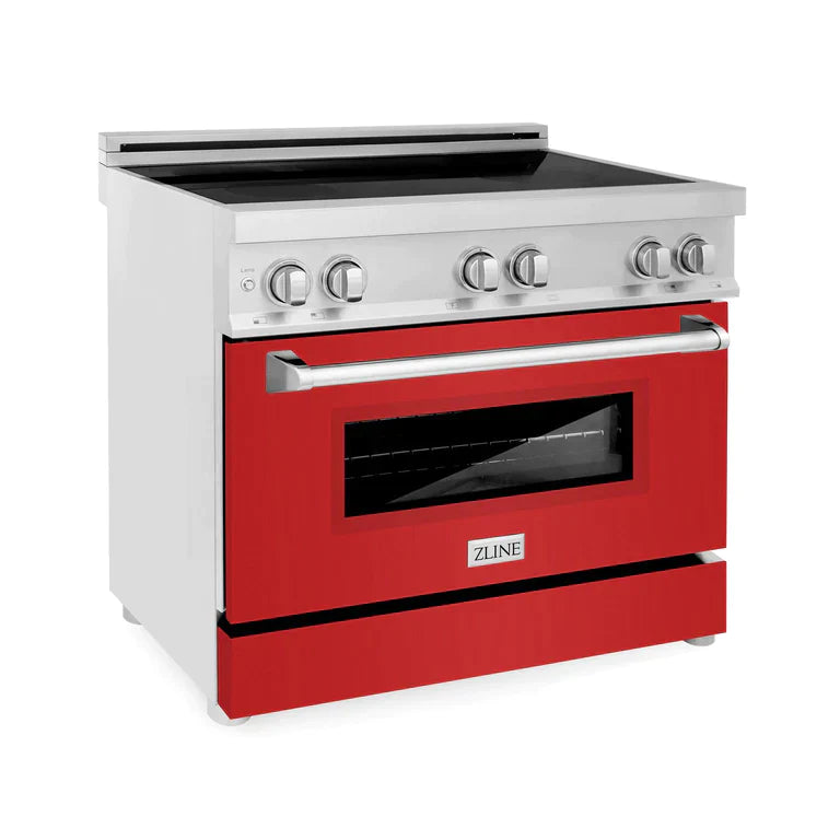 ZLINE 36 Inches 4.6 cu. ft. Induction Range with a 4 Element Stove and Electric Oven in Red Matte