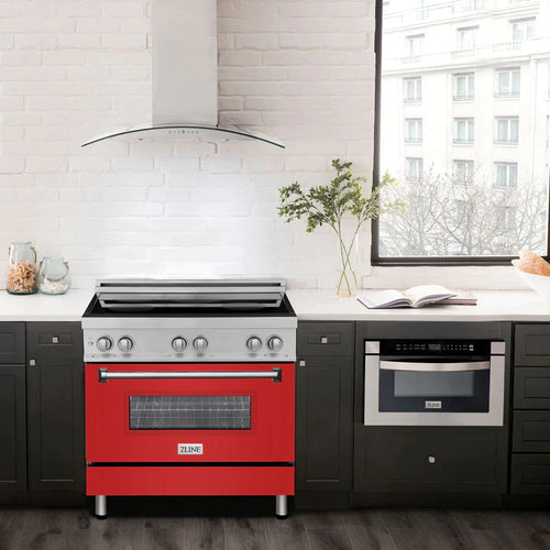 ZLINE 36 Inches 4.6 cu. ft. Induction Range with a 4 Element Stove and Electric Oven in Red Matte 1