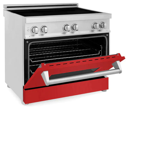 ZLINE 36 Inches 4.6 cu. ft. Induction Range with a 4 Element Stove and Electric Oven in Red Matte 6