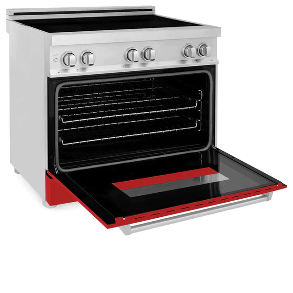 ZLINE 36 Inches 4.6 cu. ft. Induction Range with a 4 Element Stove and Electric Oven in Red Matte 7