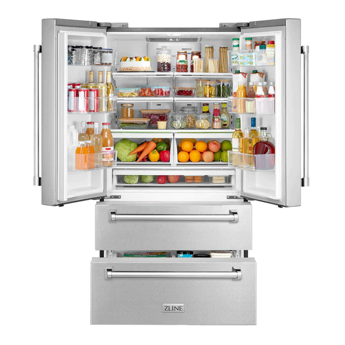 ZLINE Kitchen Package with Refrigeration, 30" Stainless Steel Dual Fuel Range, 30" Traditional Over The Range Microwave and 24" Tall Tub Dishwasher