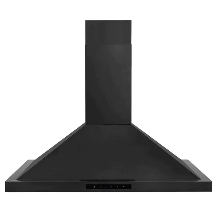 ZLINE Kitchen Package with Black Stainless Steel Dual Fuel Range, Convertible Vent Range Hood and Microwave Drawer