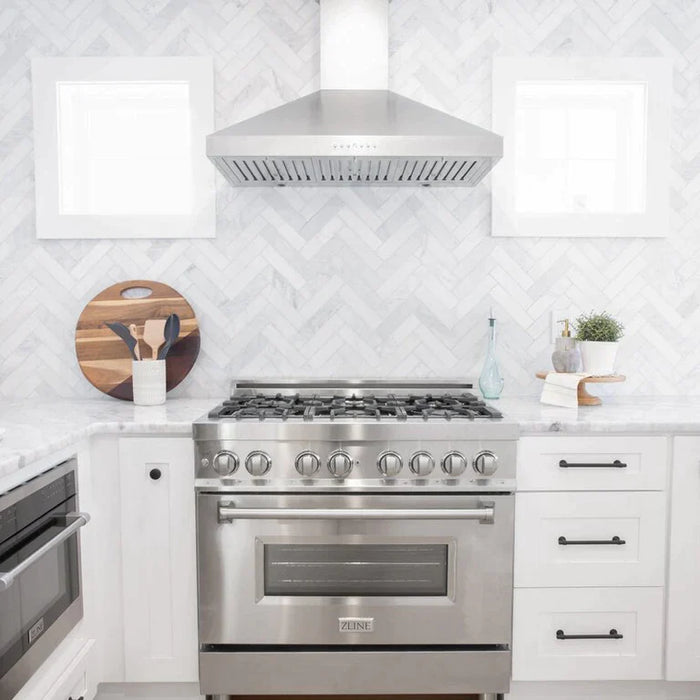 ZLINE Kitchen Package with Refrigeration, 36" Stainless Steel Rangetop, 36" Range Hood and 30" Single Wall Oven