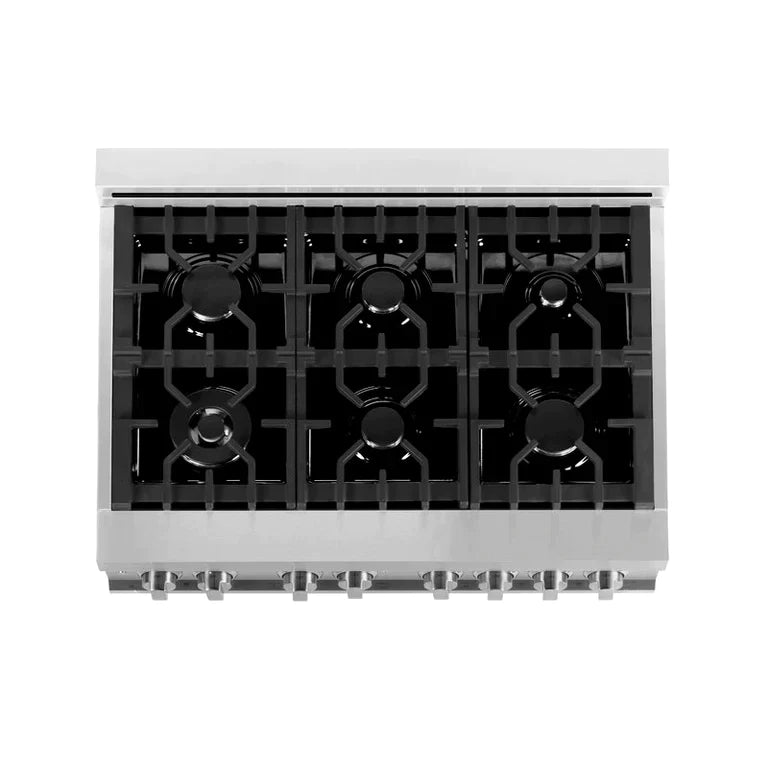 ZLINE 36" Kitchen Package with Stainless Steel Dual Fuel Range, Range Hood, Microwave Drawer and Dishwasher 3