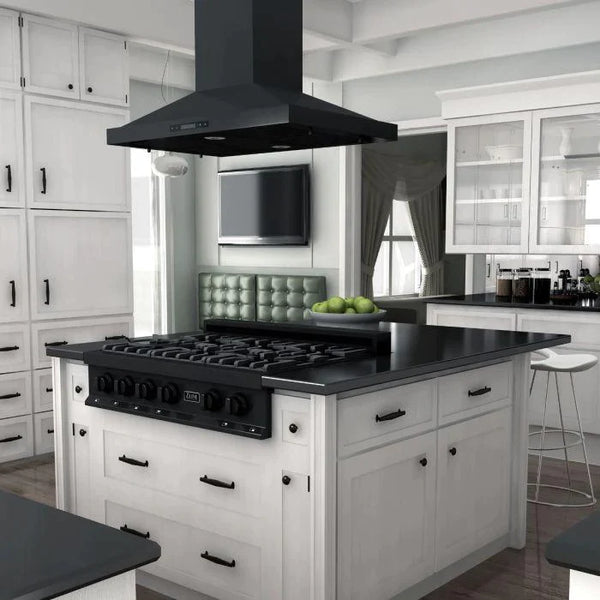 ZLINE Kitchen Package with Black Stainless Steel Refrigeration, 36" Rangetop, 36" Range Hood and 30" Single Wall Oven 4
