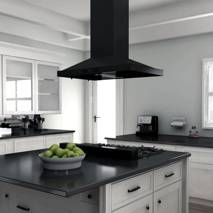 ZLINE Kitchen Package with Black Stainless Steel Refrigeration, 36" Rangetop, 36" Range Hood and 30" Single Wall Oven