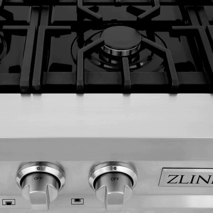 ZLINE Kitchen Package with Refrigeration, 36" Stainless Steel Rangetop, 36" Range Hood, 30" Double Wall Oven and 24" Tall Tub Dishwasher