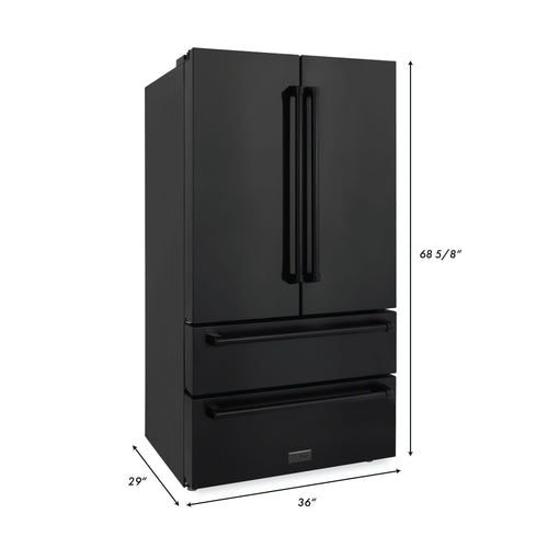 ZLINE 36 inch 22.5 cu. ft. French Door Refrigerator with Ice Maker in Black Stainless Steel 15
