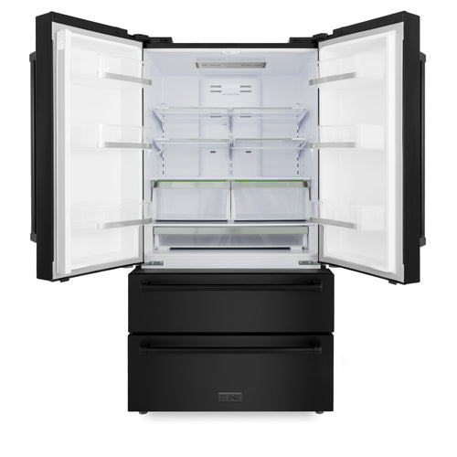 ZLINE 36 inch 22.5 cu. ft. French Door Refrigerator with Ice Maker in Black Stainless Steel 5