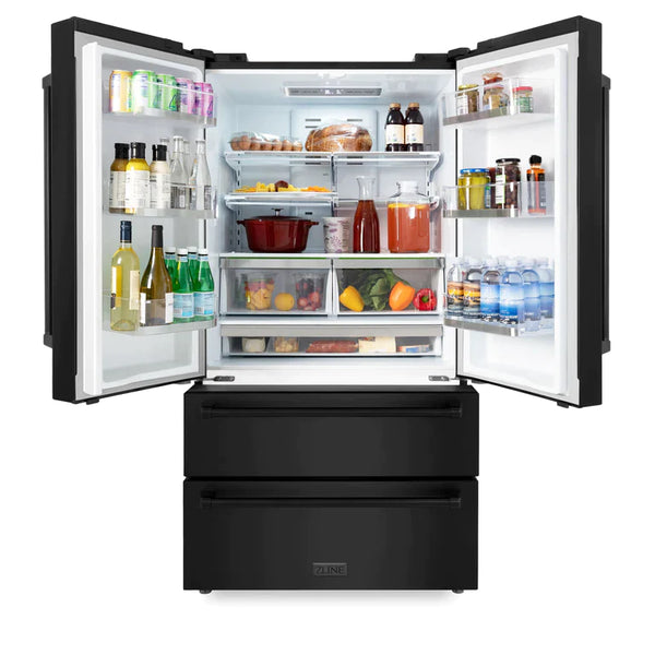 ZLINE Kitchen Package with Black Stainless Steel Refrigeration, 30" Rangetop, 30" Range Hood, 30" Single Wall Oven, and 24" Tall Tub Dishwasher 7